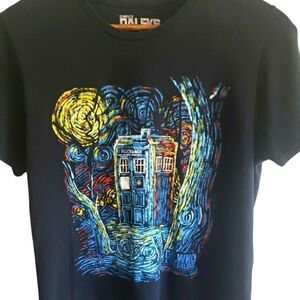 Dr. Who and and Daleks Graphic Black and Blue Short Sleeve Tee